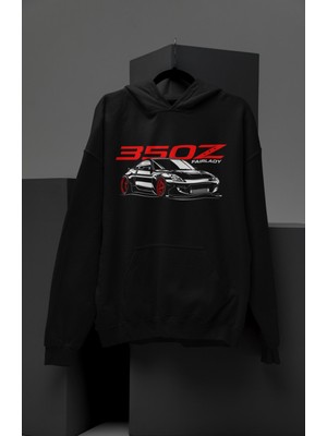 Fuddy Moda Unisex 350Z Fair Lady Baskılı Kapüşonlu Sweatshirt, Oversize Araba Temalı Hoodie