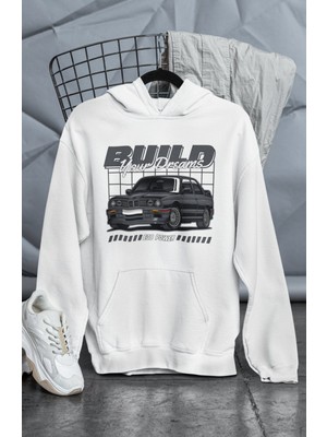 Unisex E30 Power Baskılı Kapüşonlu Sweatshirt, Oversize B M V Araba Temalı Hoodie