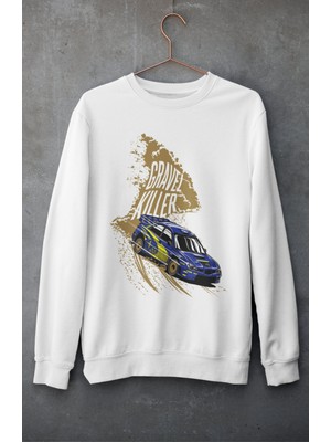 Fuddy Moda Gravel Killer Hızlı ve Öfkeli Car Baskılı Kapüşonsuz Sweatshirt, Unisex Oversize Araba Temalı Sweat