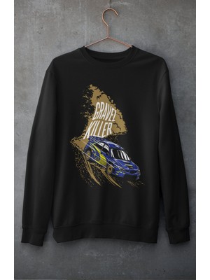 Fuddy Moda Gravel Killer Hızlı ve Öfkeli Car Baskılı Kapüşonsuz Sweatshirt, Unisex Oversize Araba Temalı Sweat