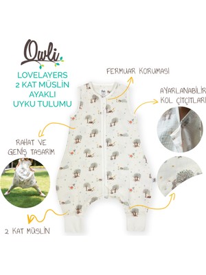 Owli Lovelayers 2 Kat Müslin Ayaklı Uyku Tulumu Forest