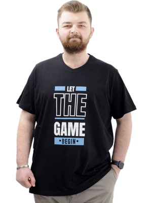 Mode Xl Büyük Beden Erkek Baskılı T-Shirt Begın U24056 Siyah