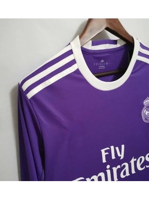 C.ronaldo Mor 2017 Cardiff Finali Realmadrid Retro Yetişkin Forması Uzun Kollu Unisex Maç Forması