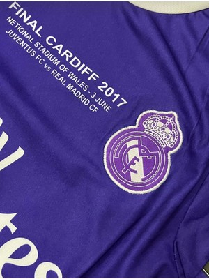 C.ronaldo Mor 2017 Cardiff Finali Realmadrid Retro Yetişkin Forması Uzun Kollu Unisex Maç Forması