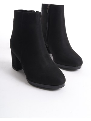 Marina Rosse Kadın Siyah Süet Düz Topuklu Kısa Bot