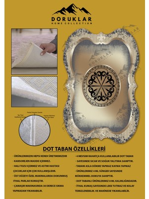 Doruklar Home Collection Kaymaz Taban Yıkanabilir Dijital Baskı Dekoratif Modern Desenli Elegance Serisi Lazer Kesim Dot Taban Halı ELG17