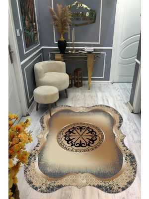 Doruklar Home Collection Kaymaz Taban Yıkanabilir Dijital Baskı Dekoratif Modern Desenli Elegance Serisi Lazer Kesim Dot Taban Halı ELG17