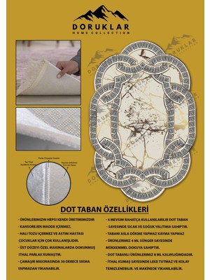 Doruklar Home Collection Kaymaz Taban Yıkanabilir Dijital Baskı Dekoratif Modern Desenli Elegance Serisi Lazer Kesim Dot Taban Halı ELG07