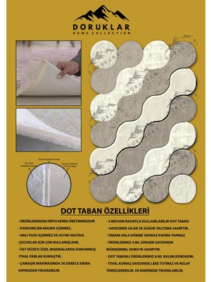 Doruklar Home Collection Kaymaz Taban Yıkanabilir Dijital Baskı Dekoratif Modern Desenli Elegance Serisi Lazer Kesim Dot Taban Halı ELG01