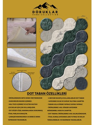 Doruklar Home Collection Kaymaz Taban Yıkanabilir Dijital Baskı Dekoratif Modern Desenli Elegance Serisi Lazer Kesim Dot Taban Halı ELG02