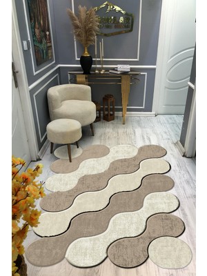 Doruklar Home Collection Kaymaz Taban Yıkanabilir Dijital Baskı Dekoratif Modern Desenli Elegance Serisi Lazer Kesim Dot Taban Halı ELG01