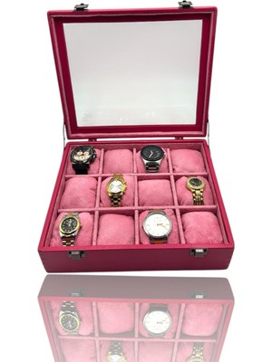 Dijital Çarşı Diji 12'li Saat Kutusu Saat Çantası Pembe Içi Pembe Anneler Günü Hediyelik Sevgililer Günü