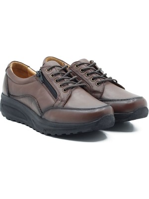 Hakiki Deri Kadın Günlük Yürüyüş Ayakkabısı - 755 Kahve