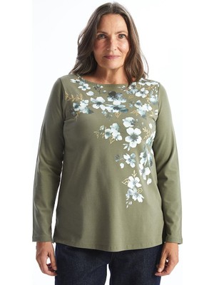 Lcw Grace Bisiklet Yaka Çiçekli Kadın Tişört