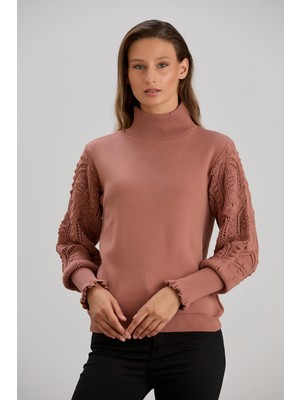 Hanope Kadın Triko Kolu Şık Örgü Detaylı Kazak