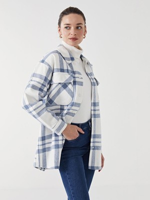 Lcw Modest Ekose Oversize Kadın Gömlek Tunik