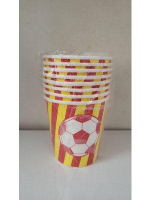 Sarı Kırmızı Top Desenli Karton Bardak - 23 cm - 8 Adet
