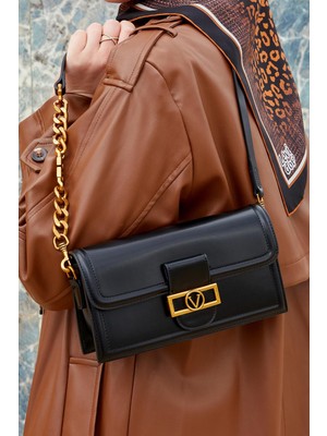 Lêvi D'or Siyah Kare Kilit Detaylı Omuz Çantası