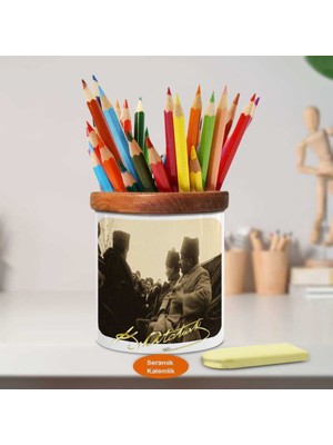 Asilmeydan Arabada Mustafa Kemal Atatürk Ahşap Seramik Kalemlik-664