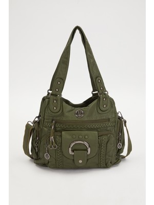 Levidor Yeşil Kanguru Cep Detaylı Omuz Çantası