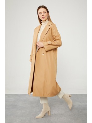 Lêvi D'or Camel Midi Boy Kuşaklı Trençkot