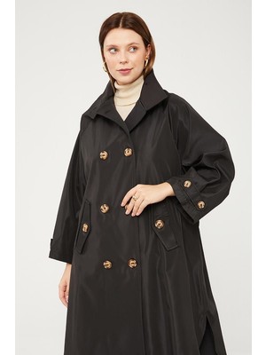 Levidor Siyah Oversize Trençkot