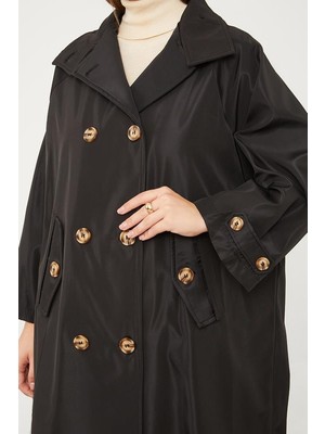 Levidor Siyah Oversize Trençkot