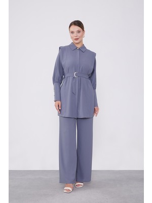 Lêvi D'or Antrasit Kemer Detaylı Şifon İkili Takım