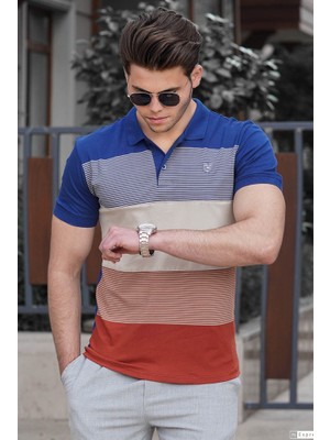 İnter Moda Club Erkek Renk Bloklu Polo Yaka T-Shirt 9280