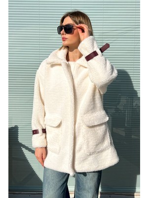 Kadın Kol Ağzı Kemerli Peluş Mont 5206