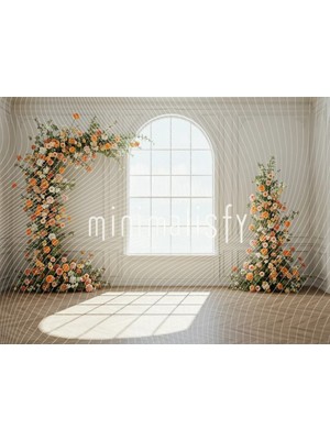 Romantik Çiçek Aranjmanlarıyla Dolup Taşan Arka Plan, 200X150CM, Stüdyo Fonu