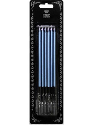 20 cm Mavi Uzun Mum 6lı Pasta Mumu