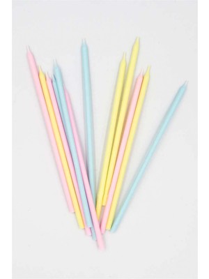 20  cm  Makaron Renk Uzun Mum 6'li Pasta Mumu