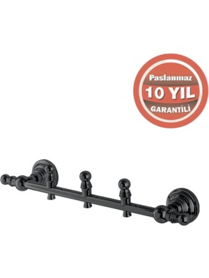 Çelik Banyo Paslanmaz Pirinç Ottoman 3’lü Askılık Mat Siyah