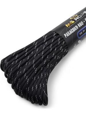 MG ROPES Bileklik ve Outdoor Polyester Paracord İp 4 mm 660 Lb 30 Metre Siyah Beyaz (10 Çekirdek)
