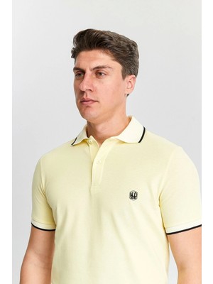 Erkek Sarı %100 Pamuk Serin Tutan Fit Polo Yaka T-Shirt