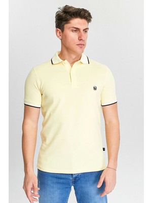 Erkek Sarı %100 Pamuk Serin Tutan Fit Polo Yaka T-Shirt