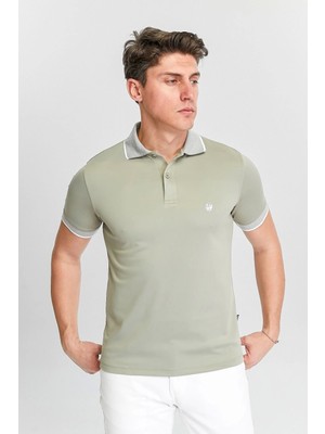 Erkek Haki %100 Pamuk Serin Tutan Fit Polo Yaka T-Shirt