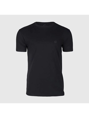 Erkek Siyah Baskılı Regular Fit Kalıp Likralı Kumaş T-Shirt