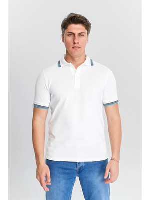 Erkek Beyaz %100 Pamuk Serin Tutan Fit Polo Yaka T-Shirt