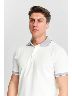 Erkek Beyaz %100 Pamuk Serin Tutan Fit Polo Yaka T-Shirt