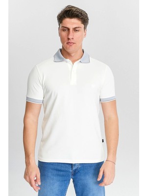 Erkek Beyaz %100 Pamuk Serin Tutan Fit Polo Yaka T-Shirt