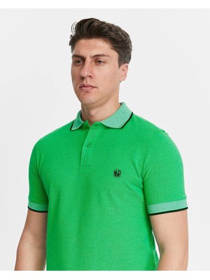 Erkek Yeşil %100 Pamuk Serin Tutan Fit Polo Yaka T-Shirt