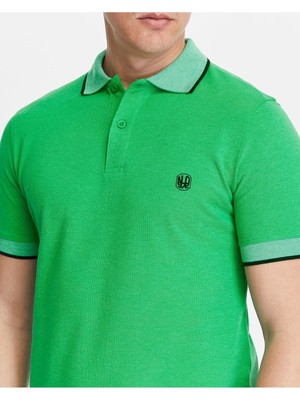 Erkek Yeşil %100 Pamuk Serin Tutan Fit Polo Yaka T-Shirt