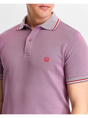 Erkek Fuşya %100 Pamuk Serin Tutan Fit Polo Yaka T-Shirt