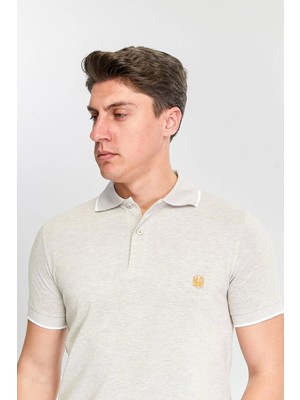 Erkek Bej %100 Pamuk Serin Tutan Fit Polo Yaka T-Shirt