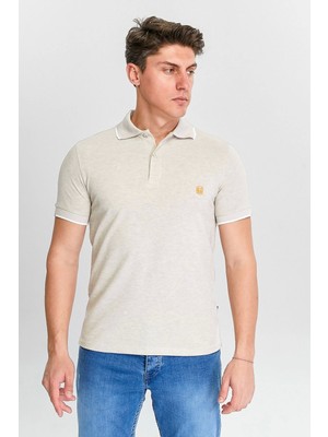 Erkek Bej %100 Pamuk Serin Tutan Fit Polo Yaka T-Shirt