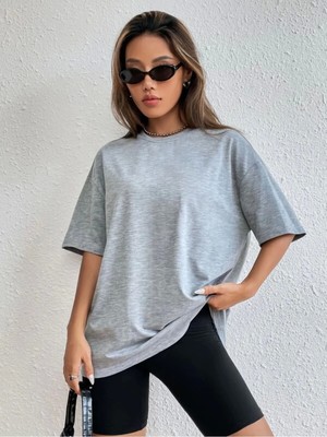 Unisex Oversize Gri Bol Kesim Tshirt