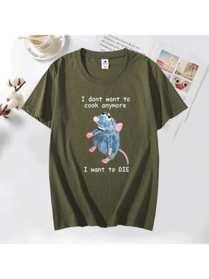 Tarz Sokak Komik T Shirt Erkekler Baskı Artık Pişirmek Istemiyorum Ben Fare Sıçan T-Shirt Rahat Pamuk Kı
