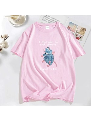Tarz Sokak Komik T Shirt Erkekler Baskı Artık Pişirmek Istemiyorum Ben Fare Sıçan T-Shirt Rahat Pamuk Kı